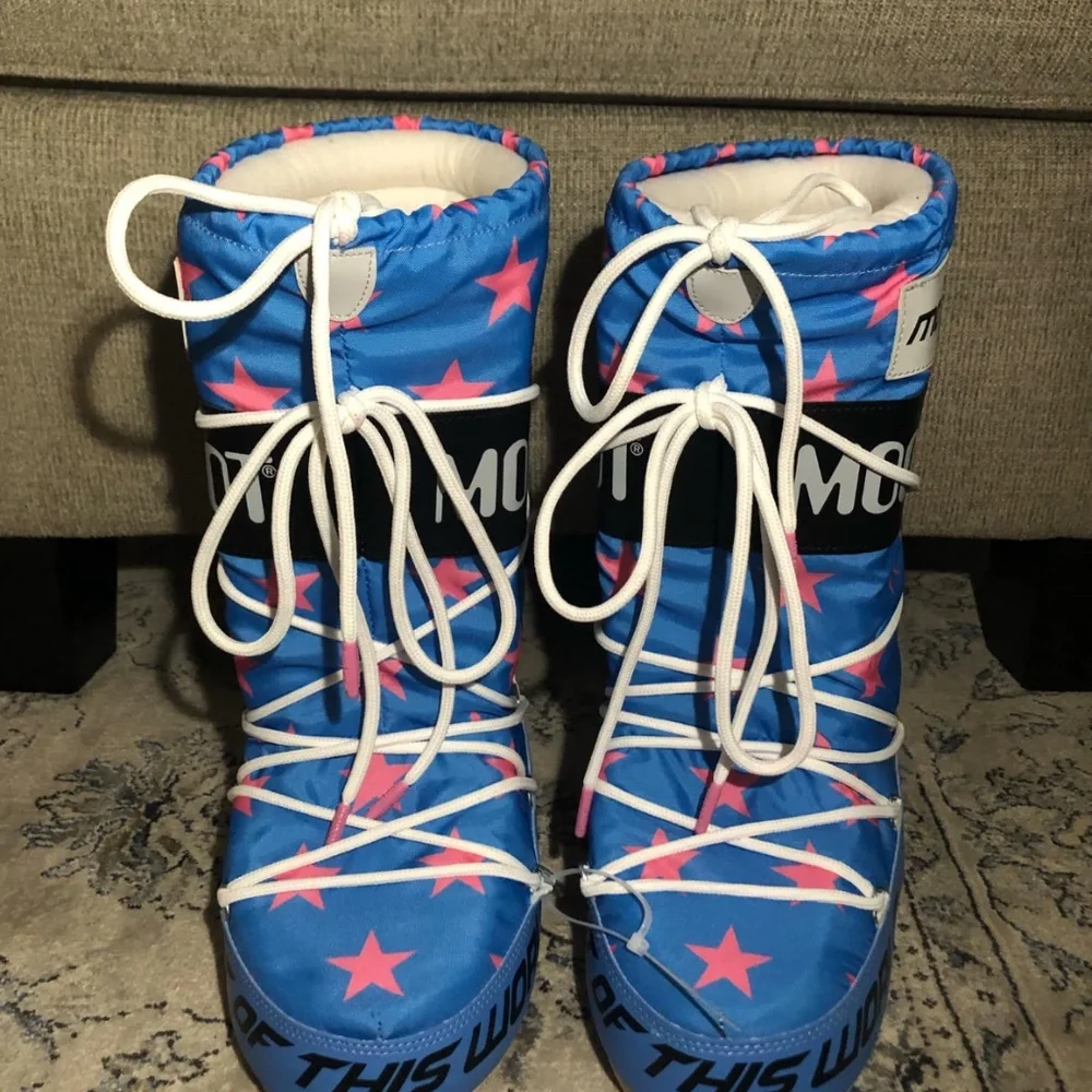 Moon Boots Icon Retrobiker Pink stars Print Boots